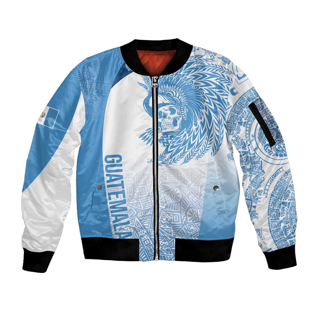 Guatemala Personalized Sleeve Zip Bomber Jacket Mayan Warrior - Wonder Print Shop