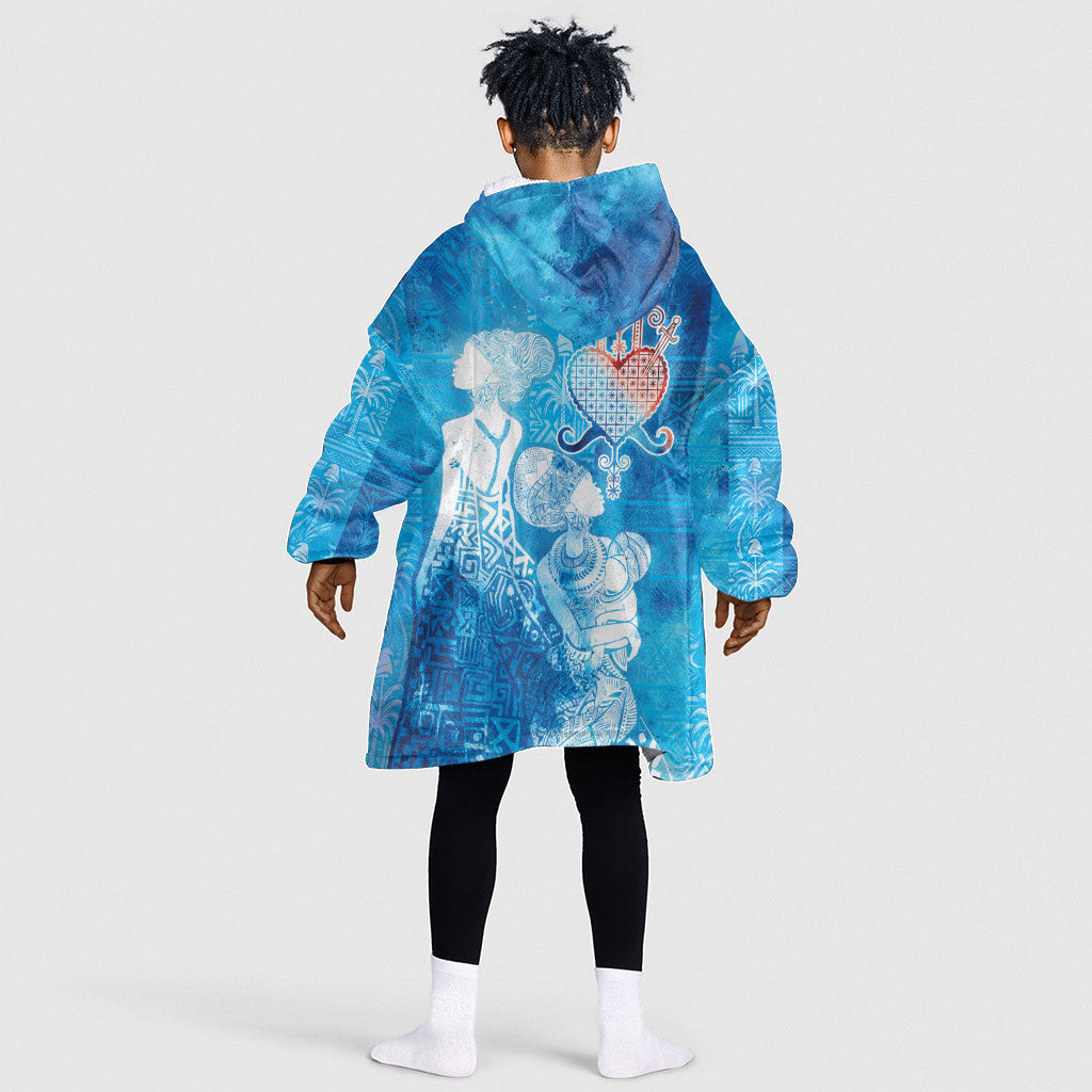 Afro Erzulie Dantor Veve Kid Wearable Blanket Hoodie Mother Goddess