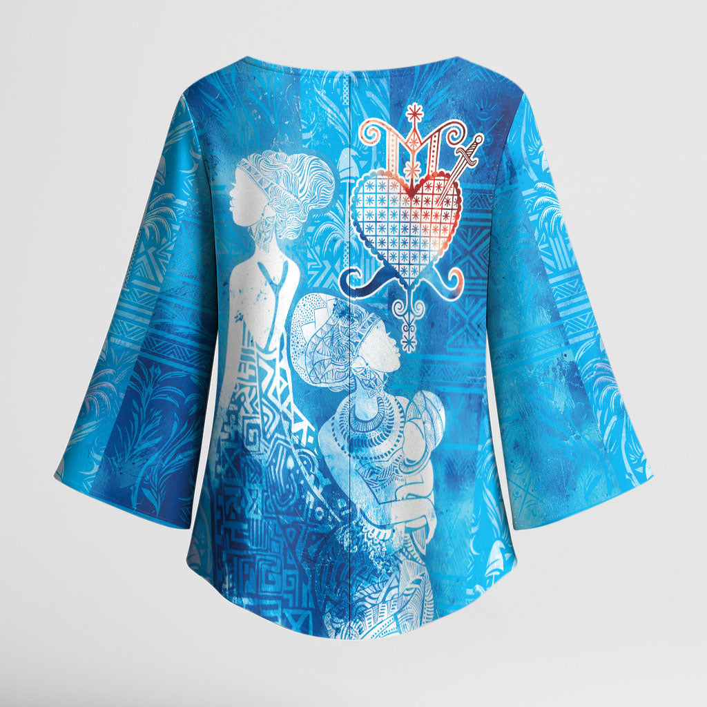 Afro Erzulie Dantor Veve Kimono Sleeve Blouse Mother Goddess