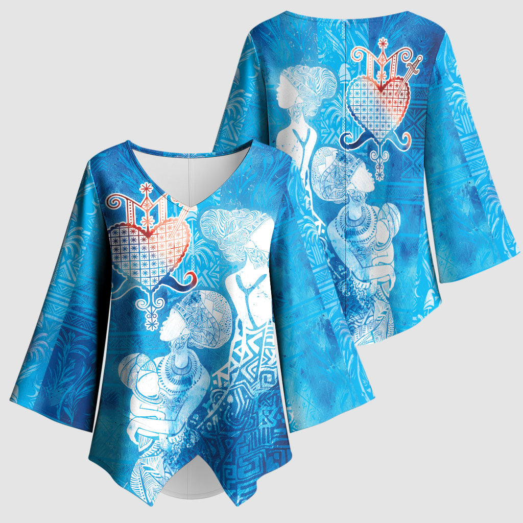 Afro Erzulie Dantor Veve Kimono Sleeve Blouse Mother Goddess