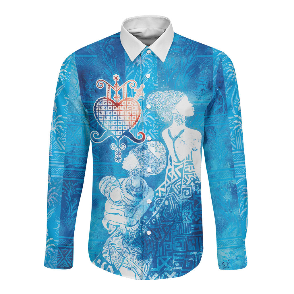 Afro Erzulie Dantor Veve Long Sleeve Button Shirt Mother Goddess
