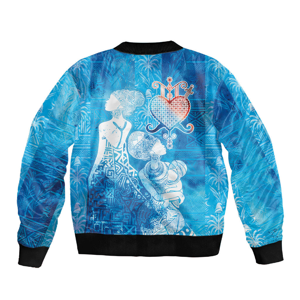 Afro Erzulie Dantor Veve Sleeve Zip Bomber Jacket Mother Goddess