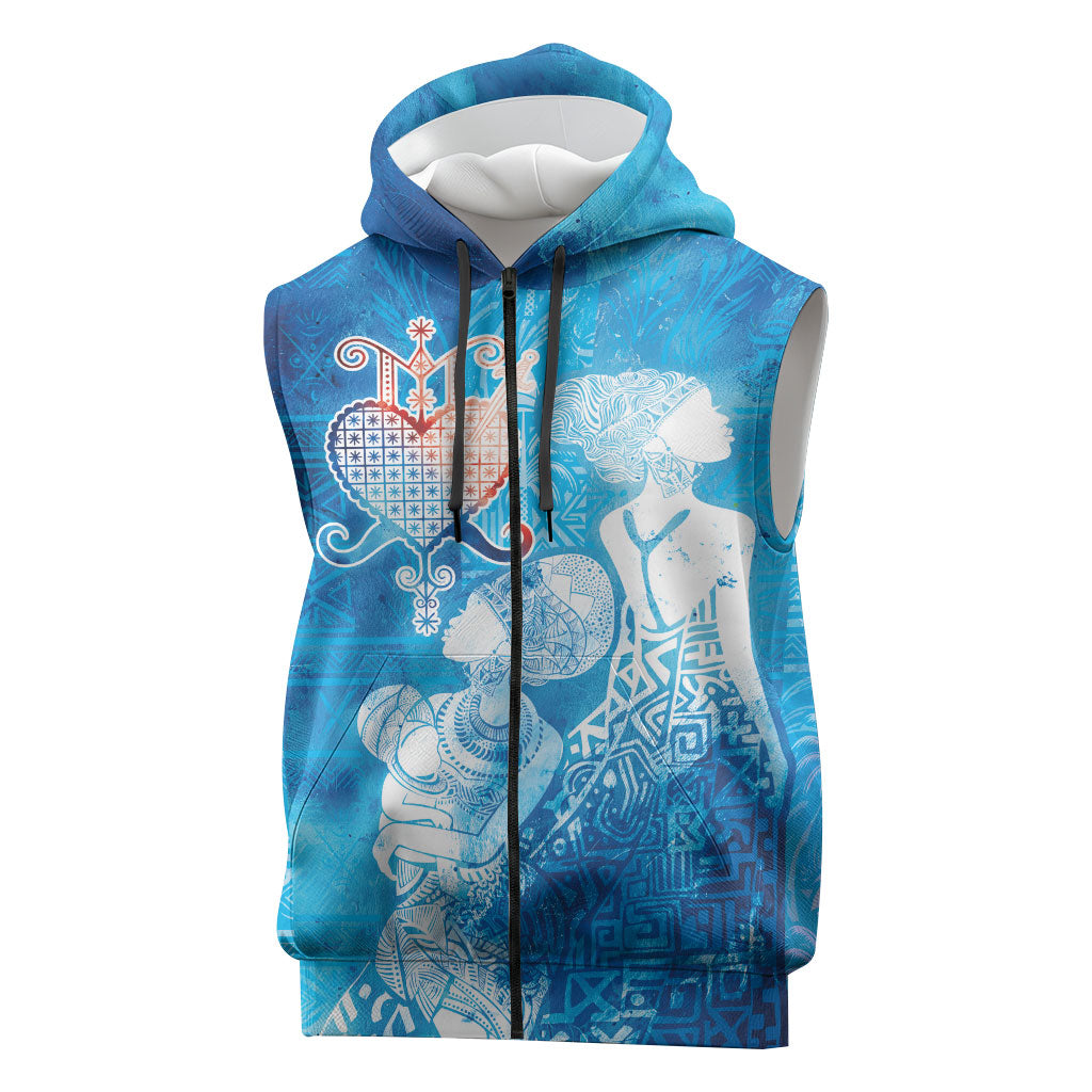 Afro Erzulie Dantor Veve Sleeveless Zip Hoodie Mother Goddess
