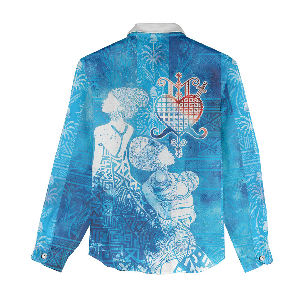 Afro Erzulie Dantor Veve Women Casual Shirt Mother Goddess