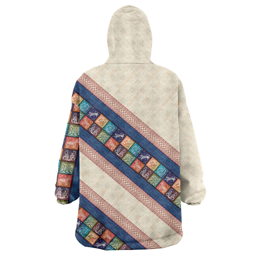 Zimbabwe Heritage Kid Wearable Blanket Hoodie Screen Print Animals Motif