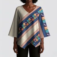 Zimbabwe Heritage Kimono Sleeve Blouse Screen Print Animals Motif