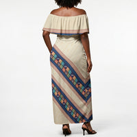 Zimbabwe Heritage Off Shoulder Maxi Dress Screen Print Animals Motif