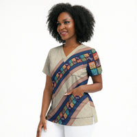 Zimbabwe Heritage Scrub Top Screen Print Animals Motif