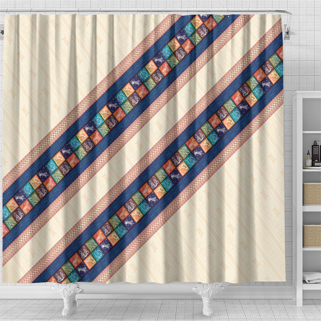 Zimbabwe Heritage Shower Curtain Screen Print Animals Motif