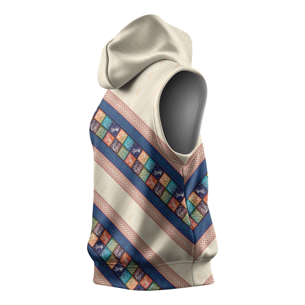 Zimbabwe Heritage Sleeveless Hoodie Screen Print Animals Motif