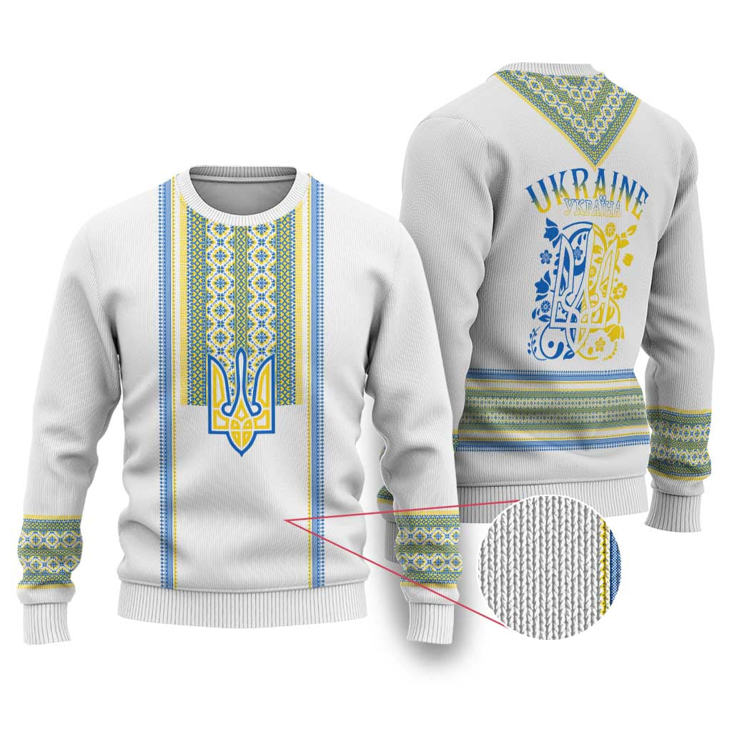 Ukraine Folk Patterns Knitted Sweatshirt Unity Day - White LT7