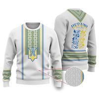 Ukraine Folk Patterns Knitted Sweatshirt Unity Day - White LT7