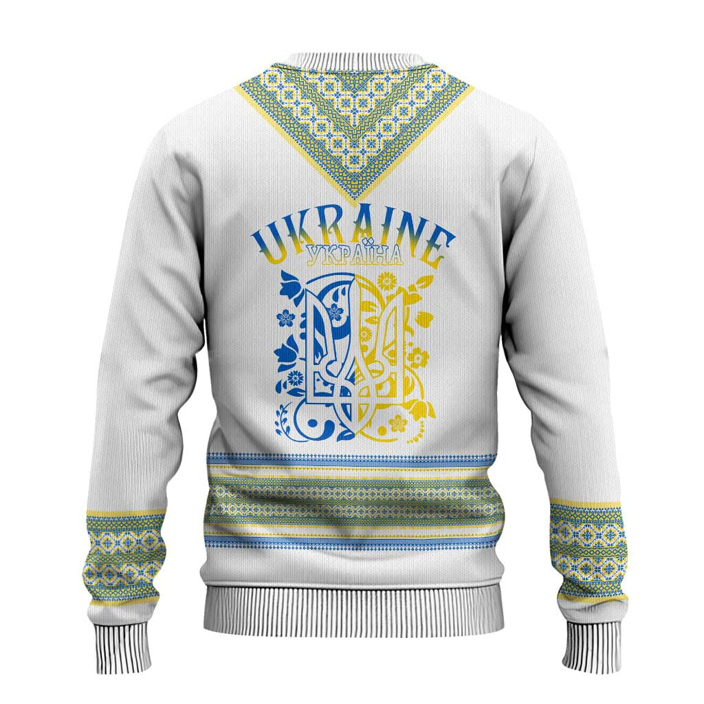 Ukraine Folk Patterns Knitted Sweatshirt Unity Day - White LT7