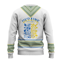 Ukraine Folk Patterns Knitted Sweatshirt Unity Day - White LT7
