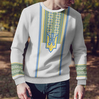 Ukraine Folk Patterns Knitted Sweatshirt Unity Day - White LT7