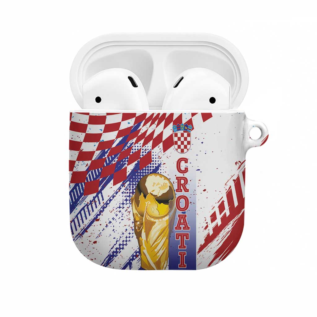 Croatia Football WC2026 White AirPods Case Hrvatska Grunge Checkerboard - Wonder Print Shop