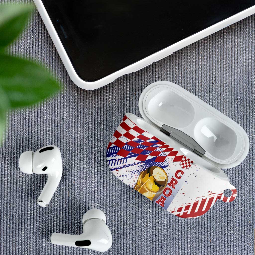 Croatia Football WC2026 White AirPods Case Hrvatska Grunge Checkerboard - Wonder Print Shop