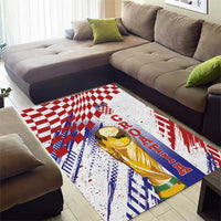 Croatia Football WC2026 White Area Rug Hrvatska Grunge Checkerboard - Wonder Print Shop