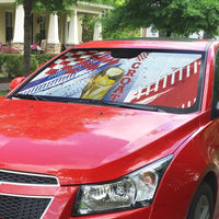 Croatia Football WC2026 White Auto Sun Shade Hrvatska Grunge Checkerboard - Wonder Print Shop