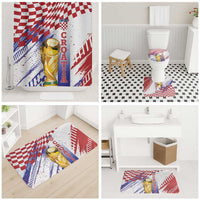 Croatia Football WC2026 White Bathroom Set Hrvatska Grunge Checkerboard - Wonder Print Shop