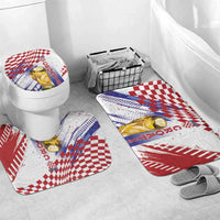 Croatia Football WC2026 White Bathroom Set Hrvatska Grunge Checkerboard - Wonder Print Shop