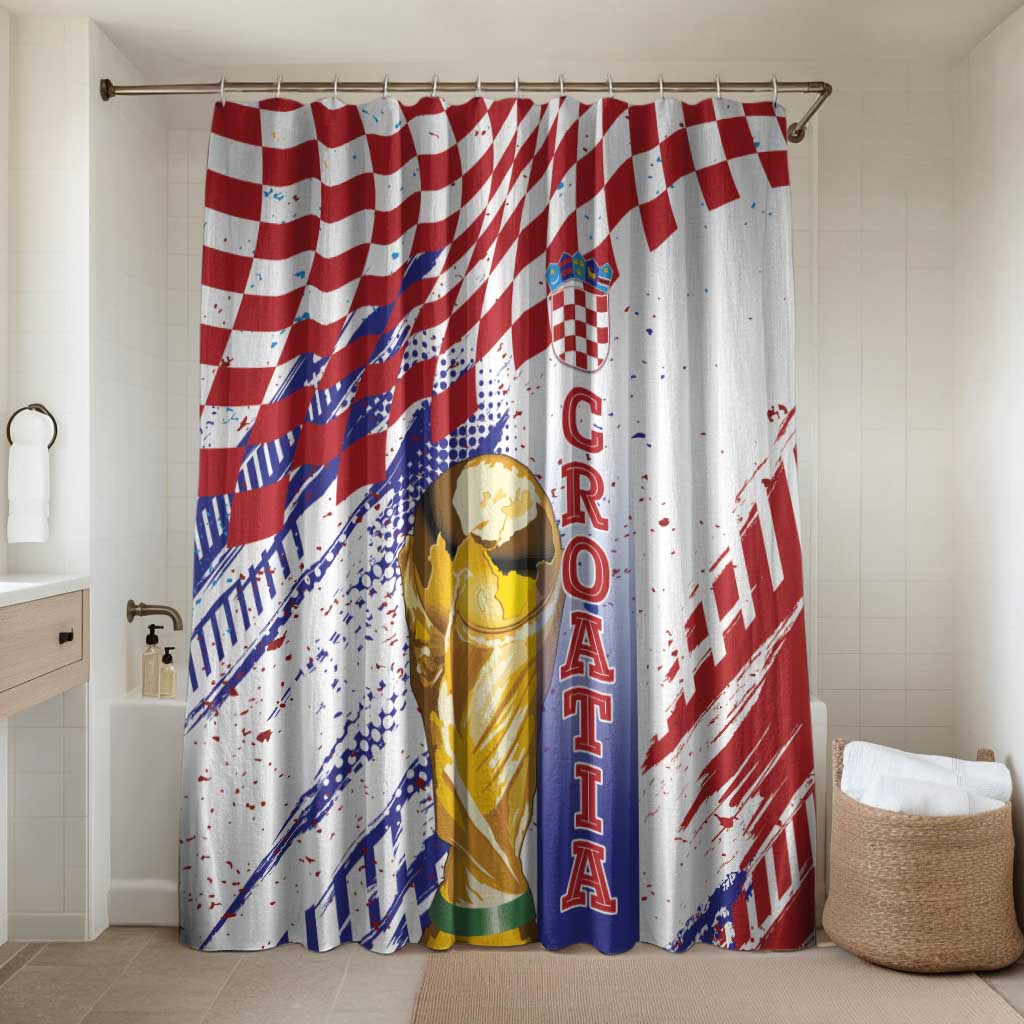 Croatia Football WC2026 White Bathroom Set Hrvatska Grunge Checkerboard - Wonder Print Shop
