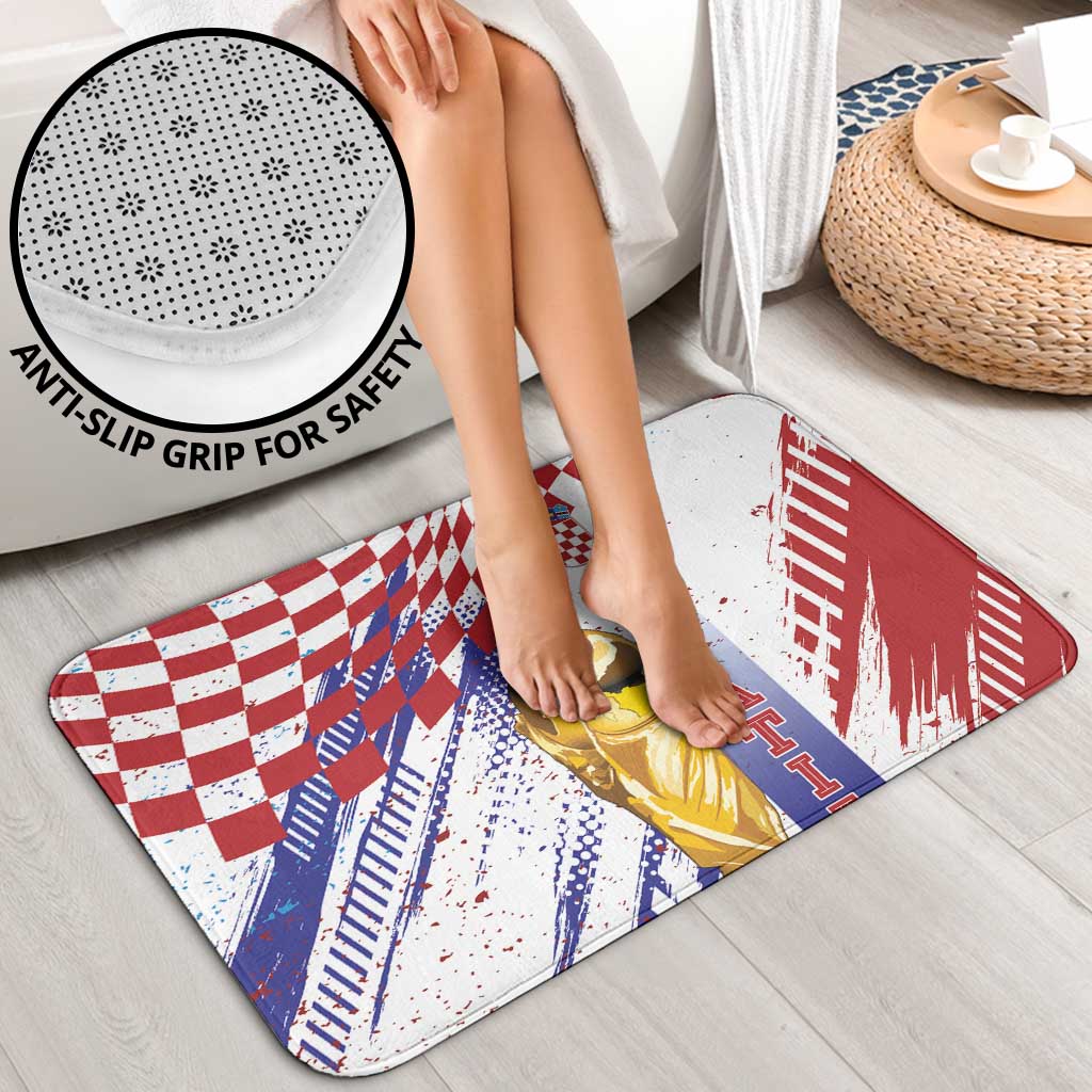 Croatia Football WC2026 White Bathroom Set Hrvatska Grunge Checkerboard - Wonder Print Shop