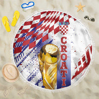 Croatia Football WC2026 White Beach Blanket Hrvatska Grunge Checkerboard - Wonder Print Shop