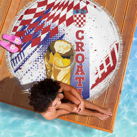 Croatia Football WC2026 White Beach Blanket Hrvatska Grunge Checkerboard - Wonder Print Shop