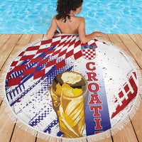 Croatia Football WC2026 White Beach Blanket Hrvatska Grunge Checkerboard - Wonder Print Shop