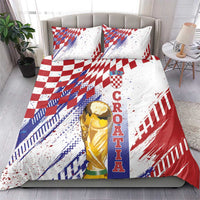 Croatia Football WC2026 White Bedding Set Hrvatska Grunge Checkerboard - Wonder Print Shop