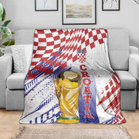 Croatia Football WC2026 White Blanket Hrvatska Grunge Checkerboard - Wonder Print Shop
