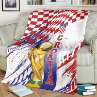 Croatia Football WC2026 White Blanket Hrvatska Grunge Checkerboard - Wonder Print Shop