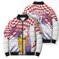 Croatia Football Custom WC2026 White Bomber Puffer Jacket Hrvatska Grunge Checkerboard - Wonder Print Shop
