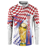 Croatia Football Custom WC2026 White Button Sweatshirt Hrvatska Grunge Checkerboard - Wonder Print Shop