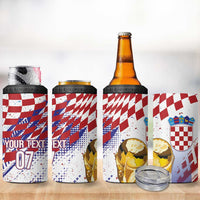 Croatia Football Custom WC2026 White 4 in 1 Can Cooler Tumbler Hrvatska Grunge Checkerboard - Wonder Print Shop
