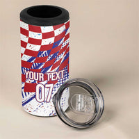 Croatia Football Custom WC2026 White 4 in 1 Can Cooler Tumbler Hrvatska Grunge Checkerboard - Wonder Print Shop