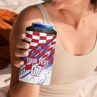 Croatia Football Custom WC2026 White 4 in 1 Can Cooler Tumbler Hrvatska Grunge Checkerboard - Wonder Print Shop