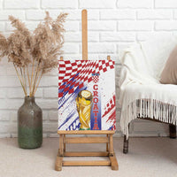 Croatia Football WC2026 White Canvas Wall Art Hrvatska Grunge Checkerboard - Wonder Print Shop