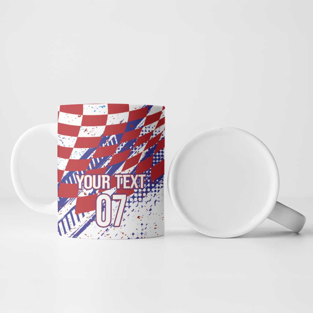 Croatia Football Custom WC2026 White Ceramic Mug Hrvatska Grunge Checkerboard - Wonder Print Shop