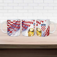 Croatia Football Custom WC2026 White Ceramic Mug Hrvatska Grunge Checkerboard - Wonder Print Shop