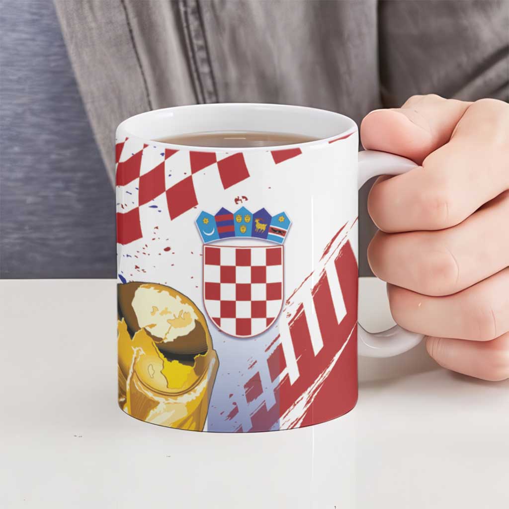 Croatia Football Custom WC2026 White Ceramic Mug Hrvatska Grunge Checkerboard - Wonder Print Shop