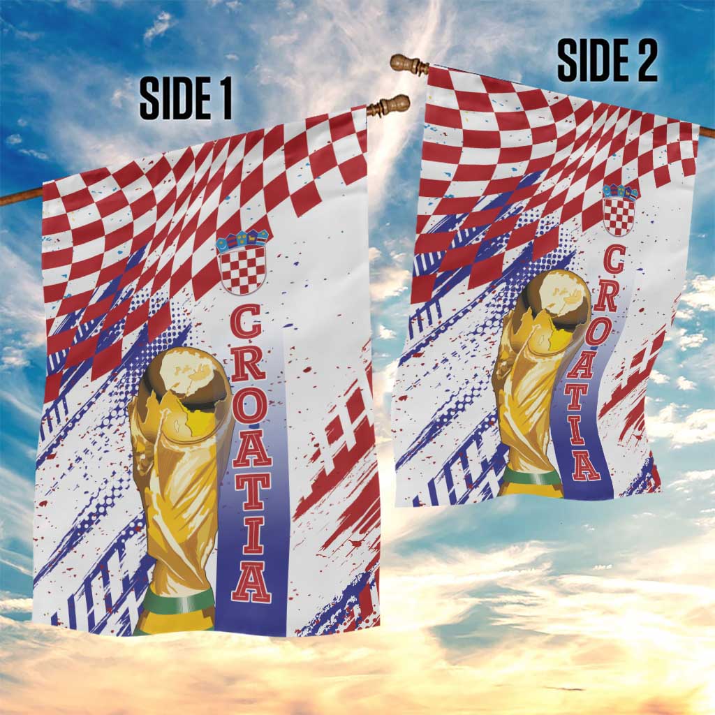 Croatia Football WC2026 White Garden Flag Hrvatska Grunge Checkerboard - Wonder Print Shop
