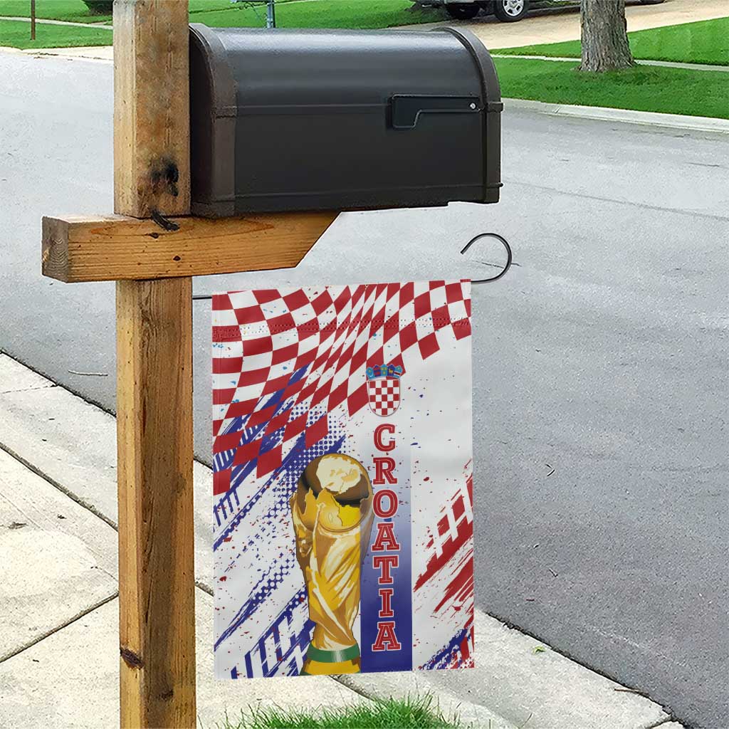 Croatia Football WC2026 White Garden Flag Hrvatska Grunge Checkerboard - Wonder Print Shop