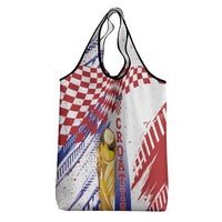 Croatia Football WC2026 White Grocery Bag Hrvatska Grunge Checkerboard - Wonder Print Shop