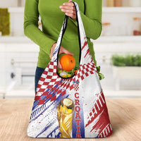 Croatia Football WC2026 White Grocery Bag Hrvatska Grunge Checkerboard - Wonder Print Shop