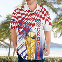 Croatia Football Custom WC2026 White Hawaiian Shirt Hrvatska Grunge Checkerboard - Wonder Print Shop