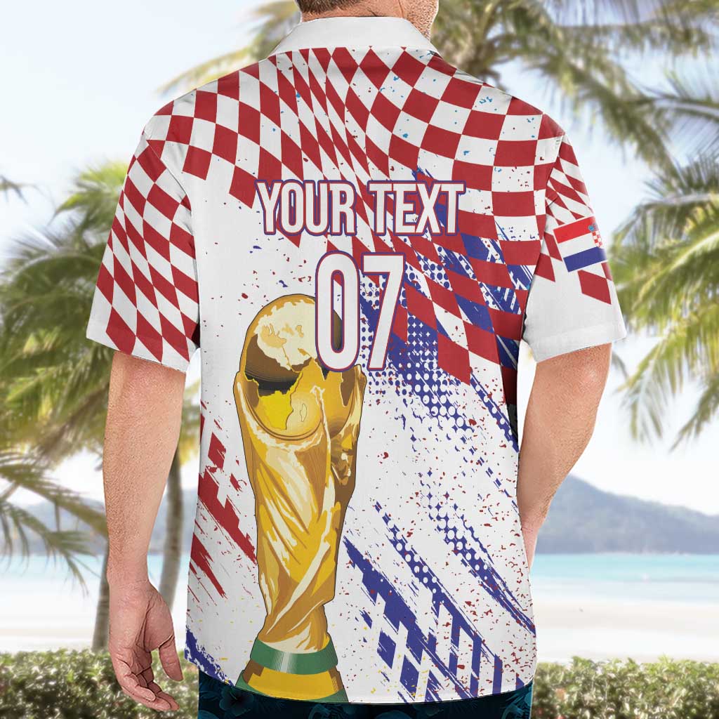 Croatia Football Custom WC2026 White Hawaiian Shirt Hrvatska Grunge Checkerboard - Wonder Print Shop