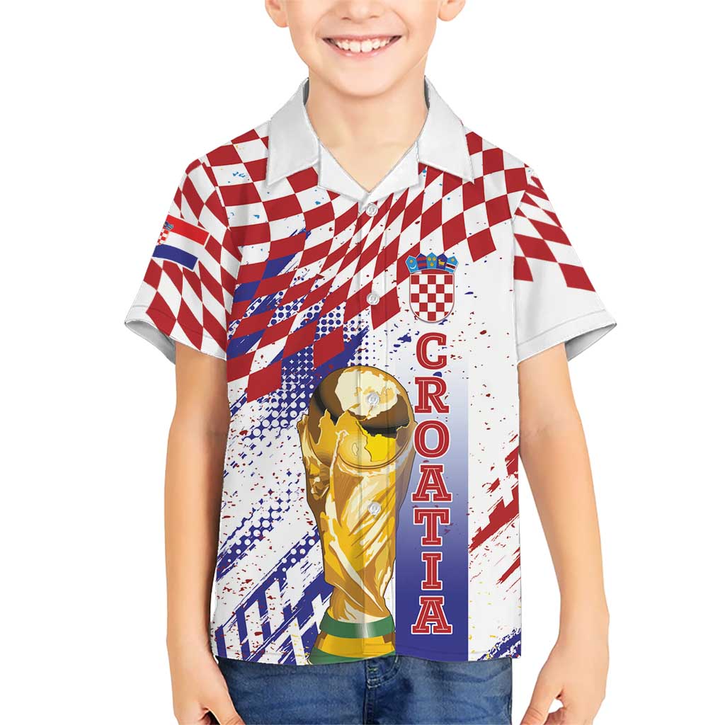 Croatia Football Custom WC2026 White Hawaiian Shirt Hrvatska Grunge Checkerboard - Wonder Print Shop