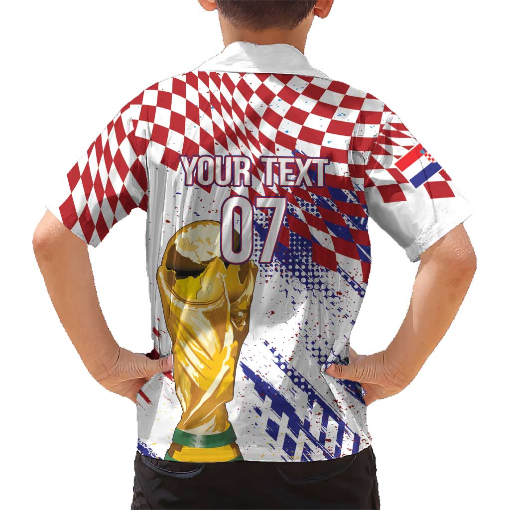 Croatia Football Custom WC2026 White Hawaiian Shirt Hrvatska Grunge Checkerboard - Wonder Print Shop